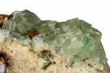 Green Cubic Fluorite Crystal Cluster on Quartz - Morocco #164557-1